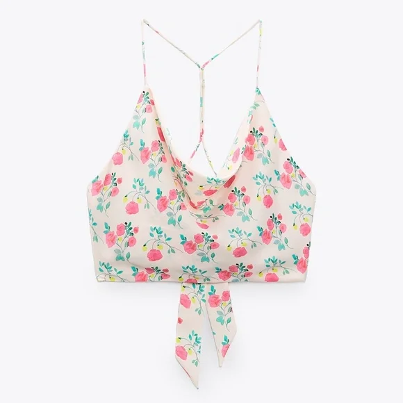 Zara Floral Bandana-Style Crop Top - Picture 2 of 5